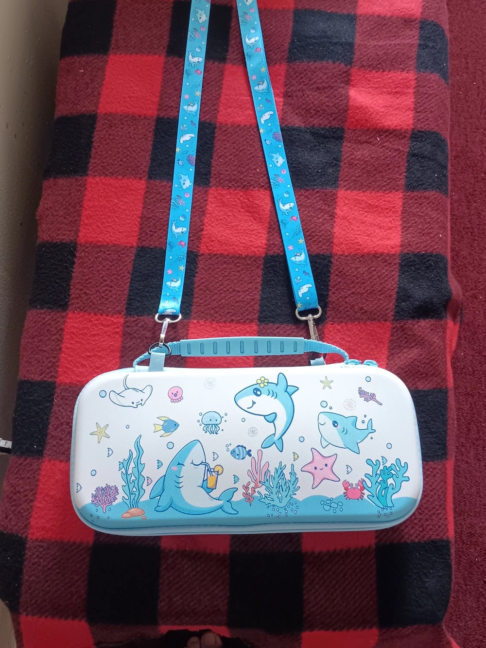 Kids Blue Ocean Shark Crossbody Carry Case - Brand Unknown